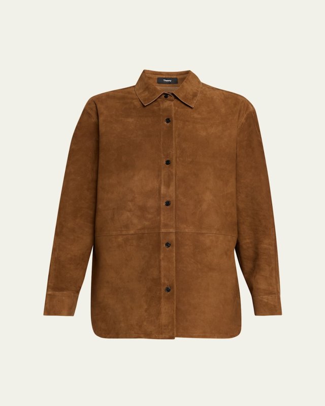 Long-Sleeve Suede Menswear Shirt